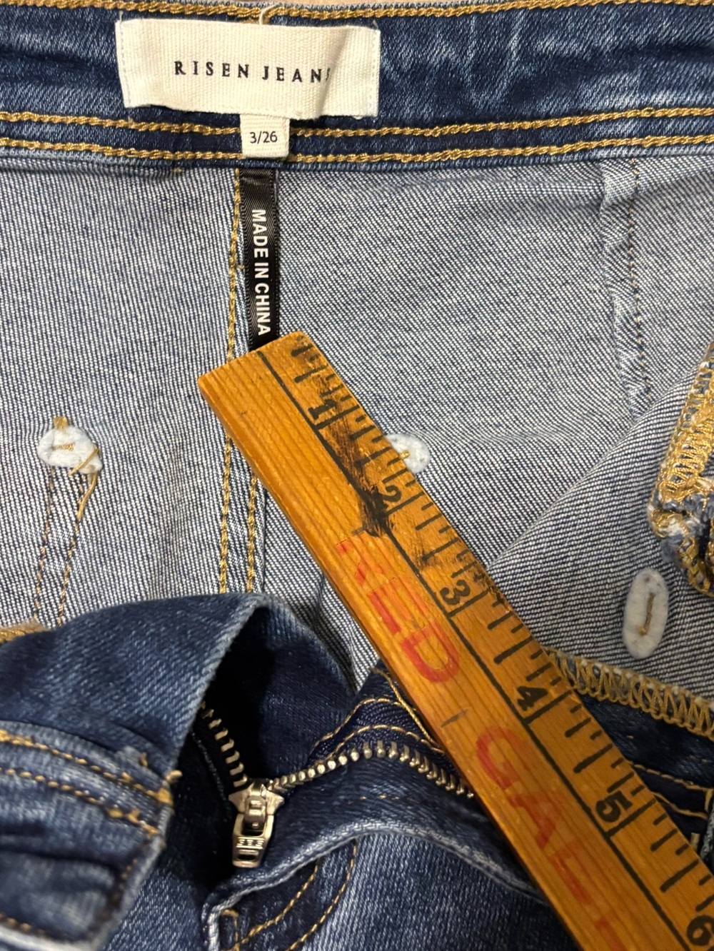 Risen Hi Rise Wide Leg Crop Stretch Jeans in Dark Denim Blue Wash Retro - Picture 5 of 9